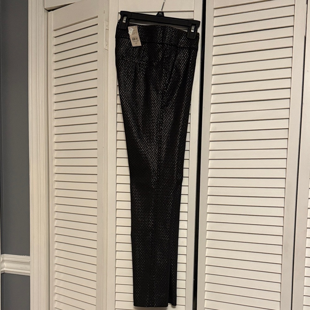 LOFT Black and Gold Skinny Dressy Pants
